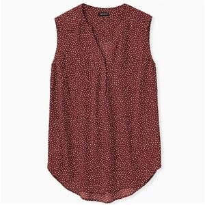 Versatile Sleeveless Polka Dot V-Neck Top - Burgundy